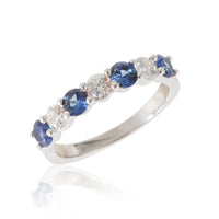 Diamond & Sapphire Band in 14K White Gold (0.51 CTW)