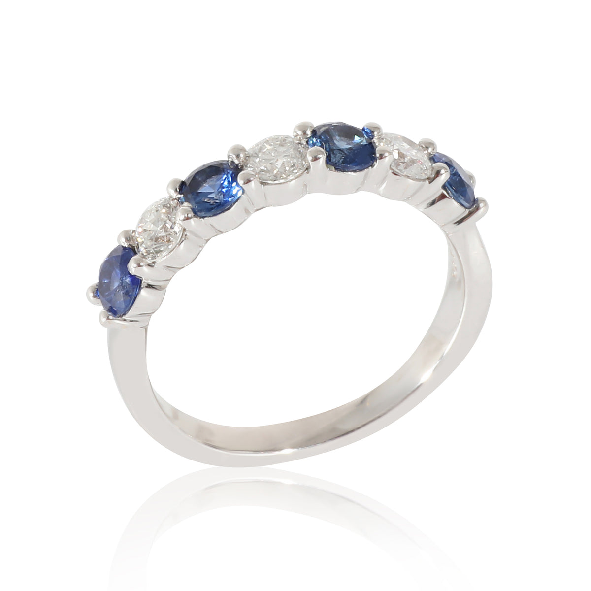 Diamond & Sapphire Band in 14K White Gold (0.51 CTW)