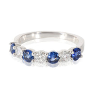 Diamond & Sapphire Band in 14K White Gold (0.51 CTW)