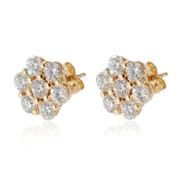 14K Yellow Gold 2 5/8ctw Diamond Flower Cluster Earrings