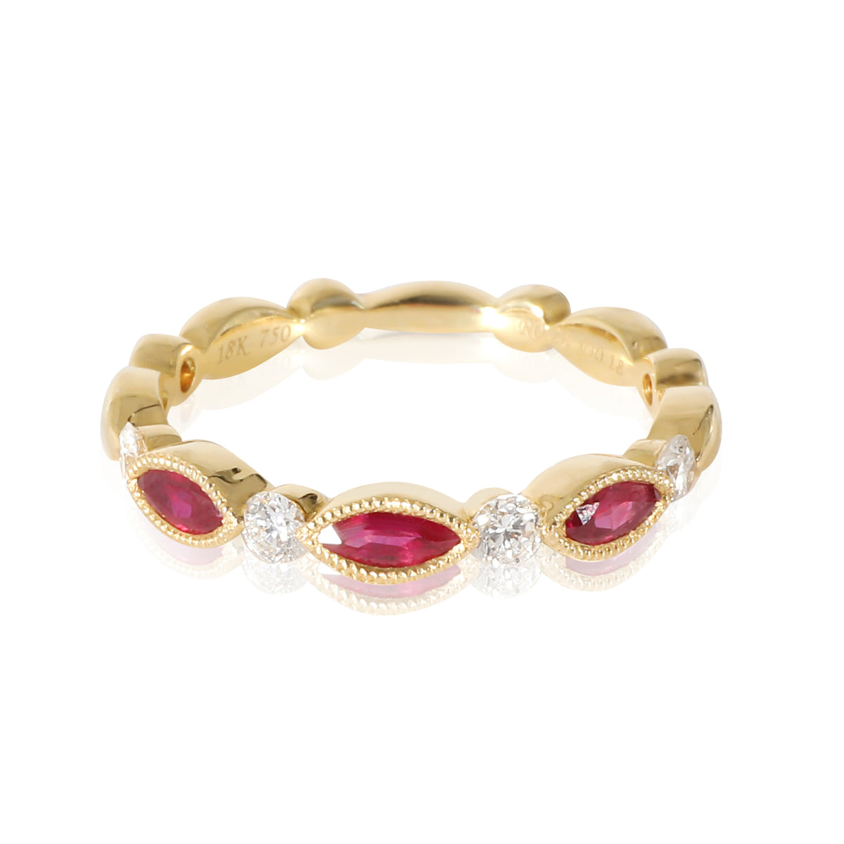 18K Yellow Gold Diamond & Ruby Ring, .19 Ctw.