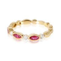 18K Yellow Gold Diamond & Ruby Ring, .19 Ctw.