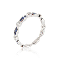 18K White Gold Sapphire & Diamond Band, .17 Ctw.