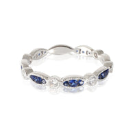 18K White Gold Sapphire & Diamond Band, .17 Ctw.