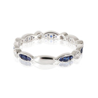 18K White Gold Sapphire & Diamond Band, .17 Ctw.