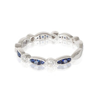 18K White Gold Sapphire & Diamond Band, .17 Ctw.