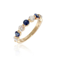 14K Yellow Gold Sapphire & Diamond Band, .68 Ctw.