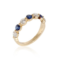 14K Yellow Gold Sapphire & Diamond Band, .68 Ctw.