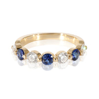 14K Yellow Gold Sapphire & Diamond Band, .68 Ctw.