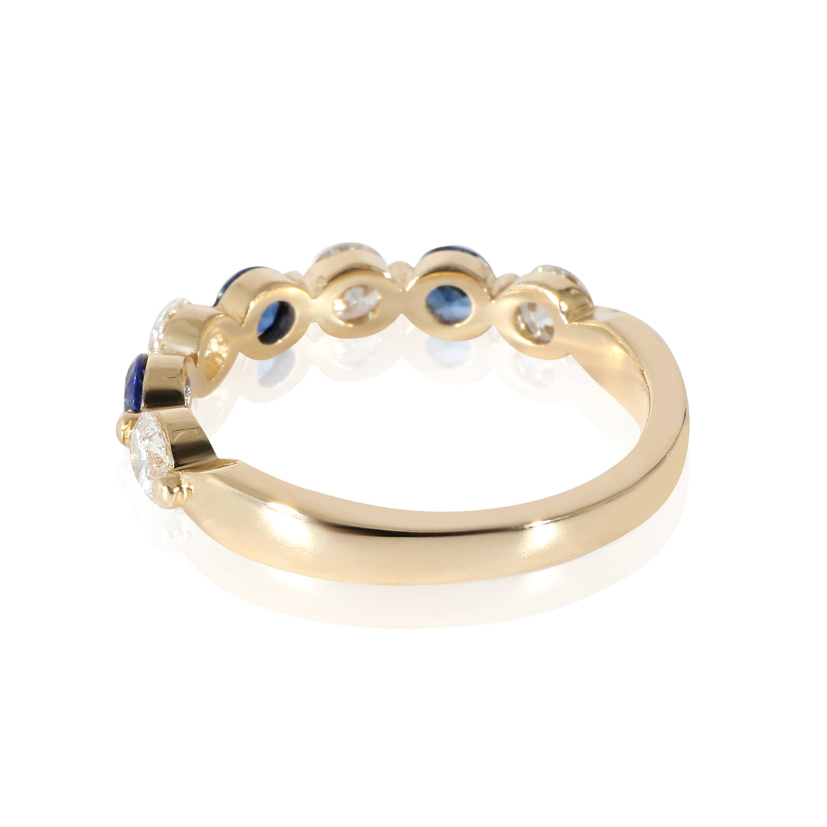 14K Yellow Gold Sapphire & Diamond Band, .68 Ctw.