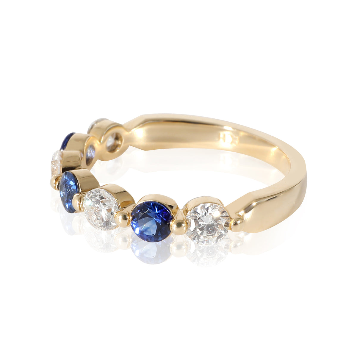 14K Yellow Gold Sapphire & Diamond Band, .68 Ctw.