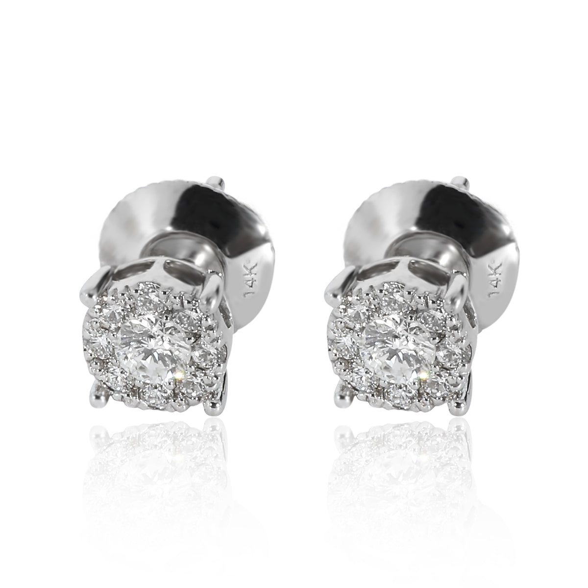 Diamond Cluster Earrings in 14K White Gold 3/8 Ctw