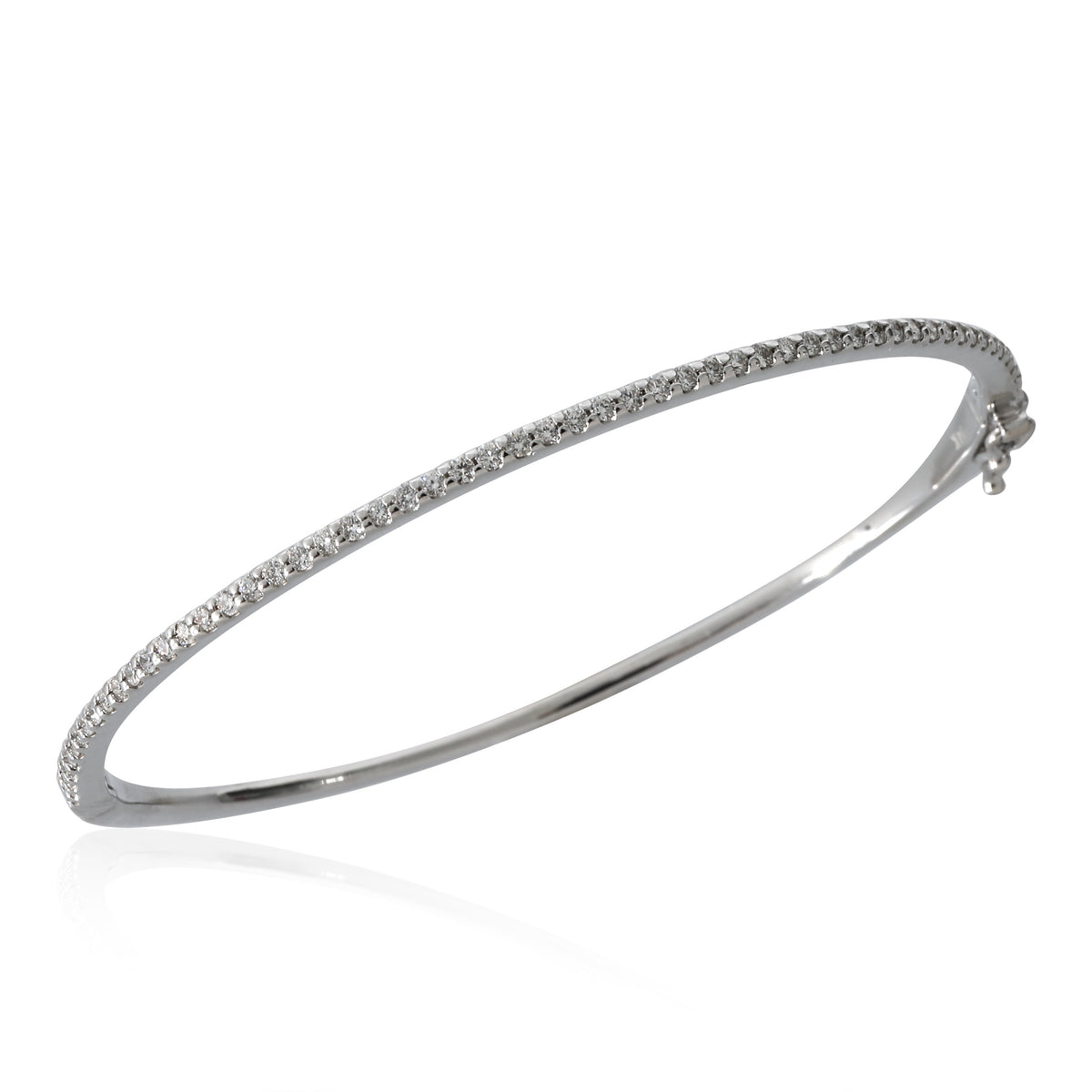 Prong Set Diamond Hinged Bangle in 14K White Gold 0.65 CTW