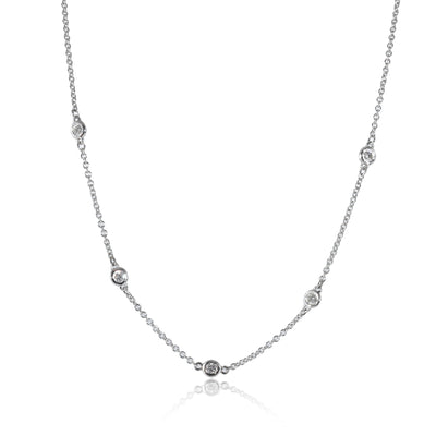 Diamond Station Necklace in 14K White Gold 0.25 CTW