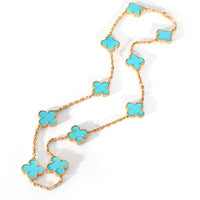 Vintage Alhambra 10 Station Turquoise Necklace in 18K Gold