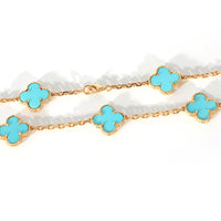 Vintage Alhambra 10 Station Turquoise Necklace in 18K Gold