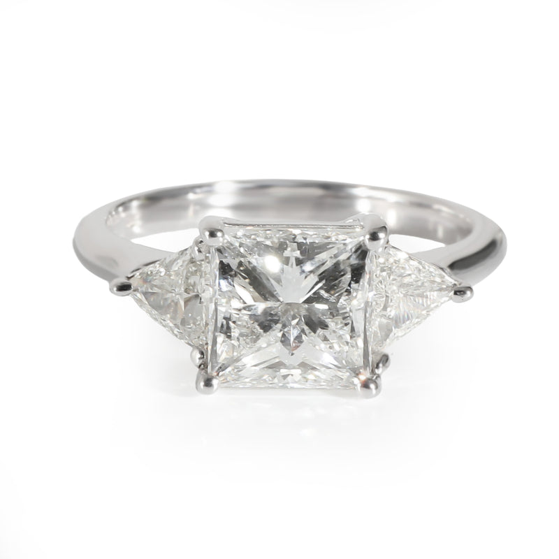 Princess Cut Diamond Three Stone Engagement Ring in 18K White Gold 2.47 CTW