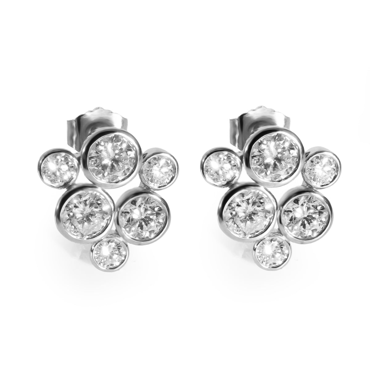 Diamond Bubble Earrings in 18K White Gold 1 CTW