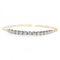 Diamond Paper Clip Bracelet in 14K Yellow & White Gold 0.90 ctw