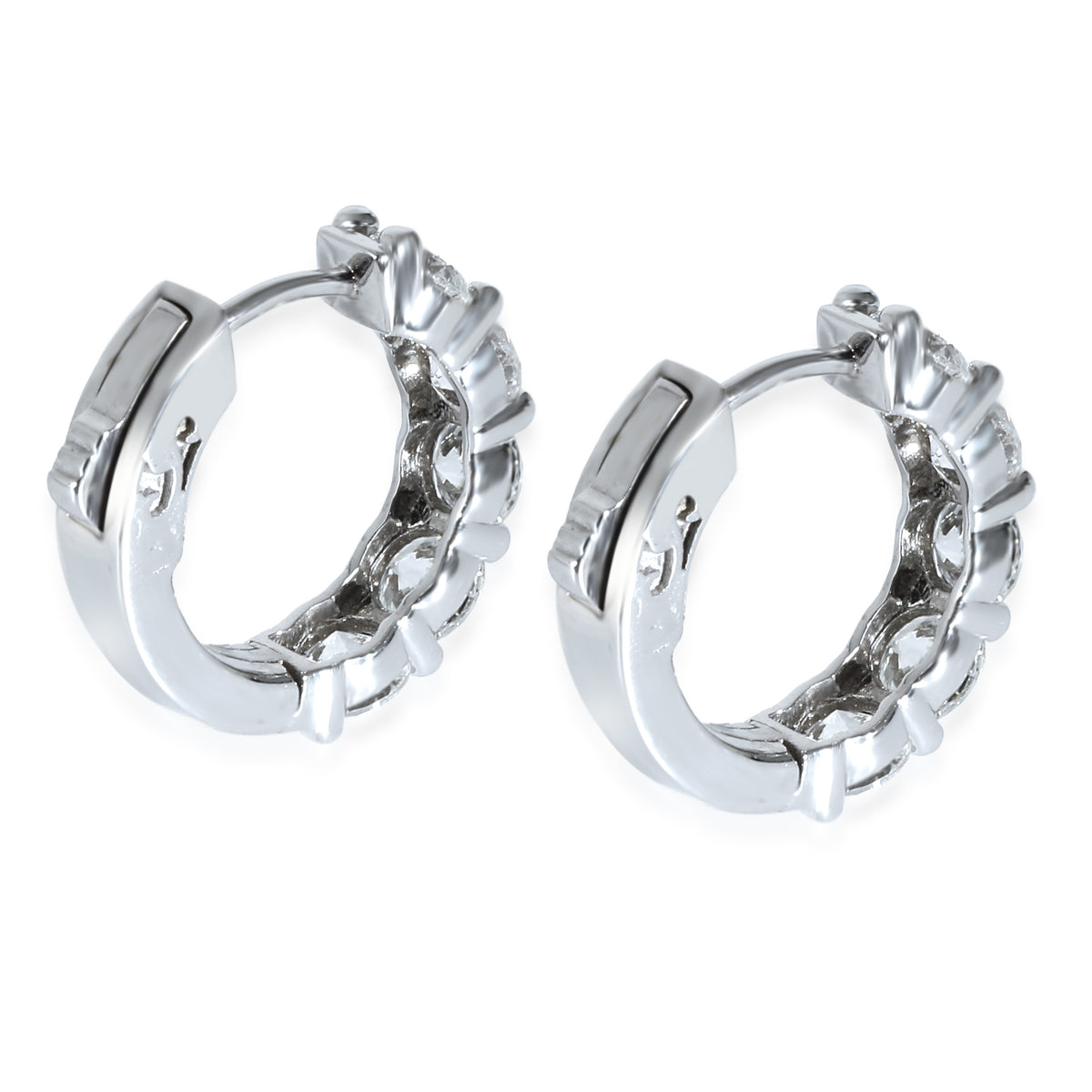 Diamond Hoop Earring in 14K White Gold 2.88 CTW