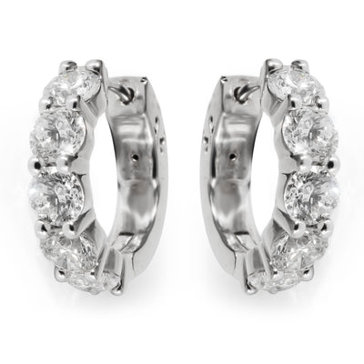 Diamond Hoop Earring in 14K White Gold 2.88 CTW