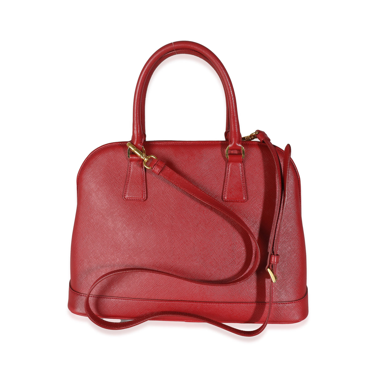Prada Red Saffiano Lux Medium Open Promenade Bag