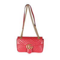 Gucci Red Matelasse Calfskin Small GG Marmont Bag