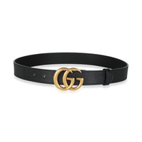 Black Leather Double G Belt 70/28