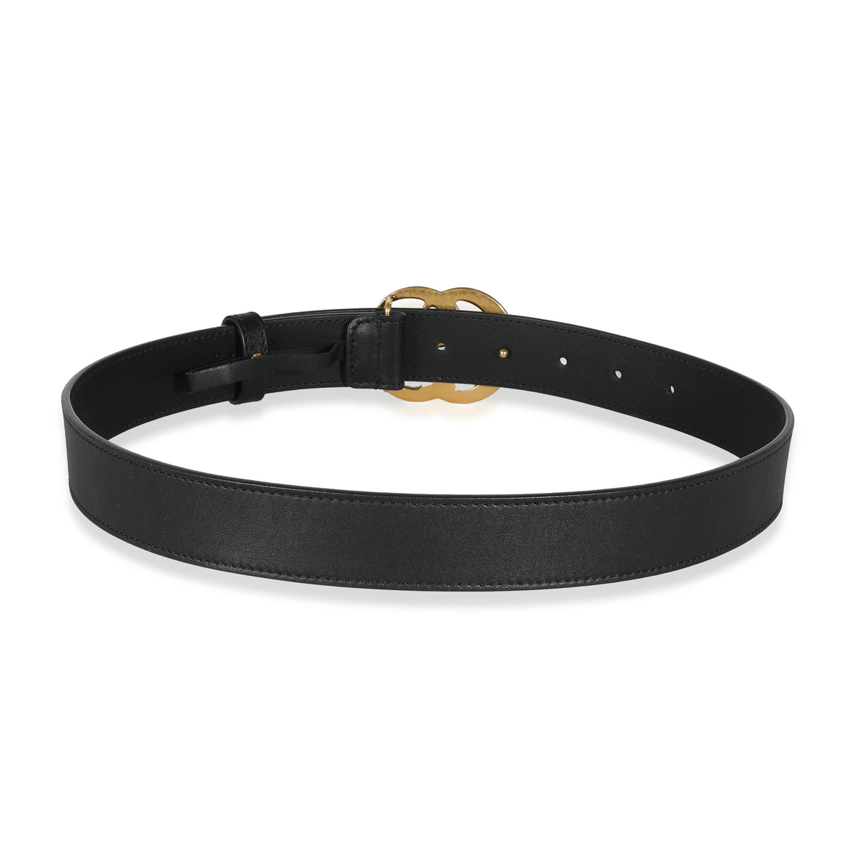 Black Leather Double G Belt 70/28