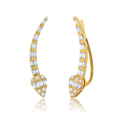 Snake Ear Climbers  in 18k Yellow Gold 0.75 CTW