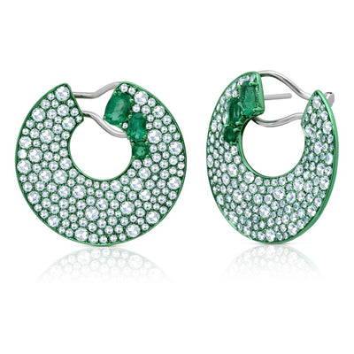 Emerald Earrings in 18k White Gold 4.62 CTW