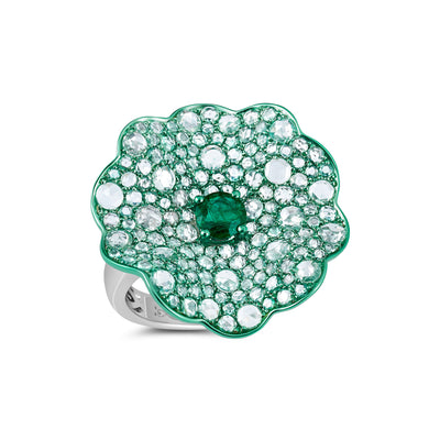 Emerald Ring in 18k White Gold Green 2 CTW