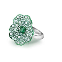 Emerald Ring in 18k White Gold Green 2 CTW