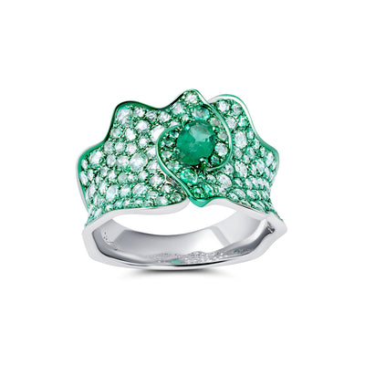 Emerald Ring in 18k White Gold 1.4 CTW