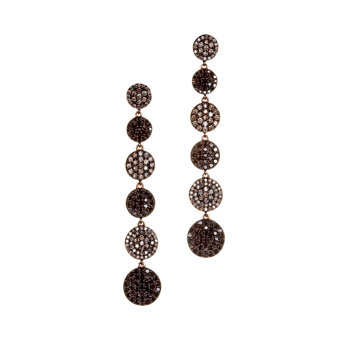 Graziela Cognac & Black Diamond Earrings in 18k Rose Gold 2.01 CTW