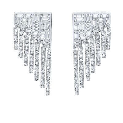 Graziela Fringe Diamond Drop Earrings in 18k White Gold 1.81 CTW