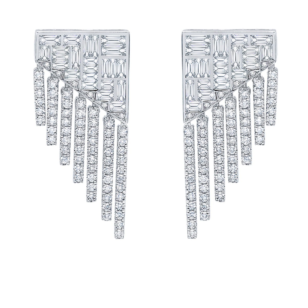 Graziela Fringe Diamond Drop Earrings in 18k White Gold 1.81 CTW