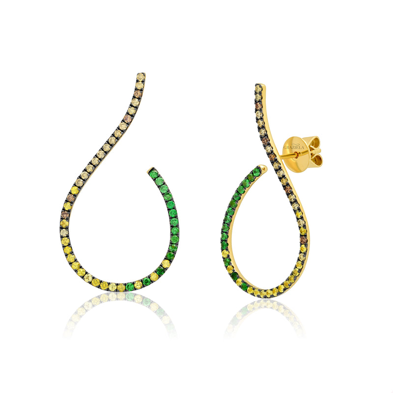 Tsavorite Diamond Earrings in 18k Yellow Gold 0.4 CTW