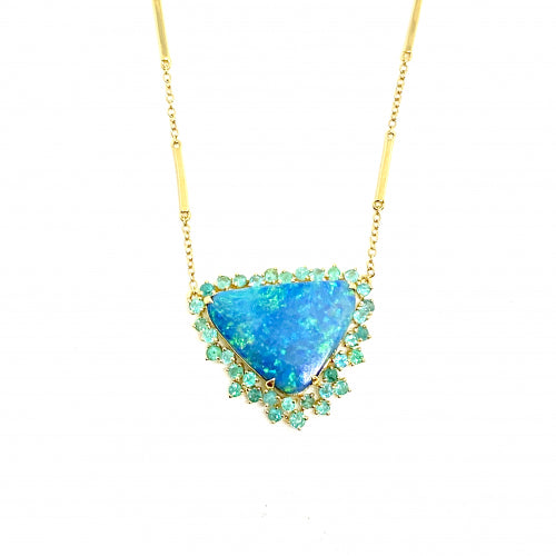 Opal Tourmaline Necklace in 18k Yellow Gold