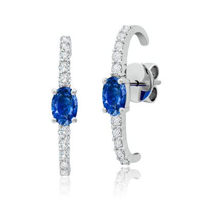 Sapphire Earrings in 18k White Gold Blue 0.44 CTW