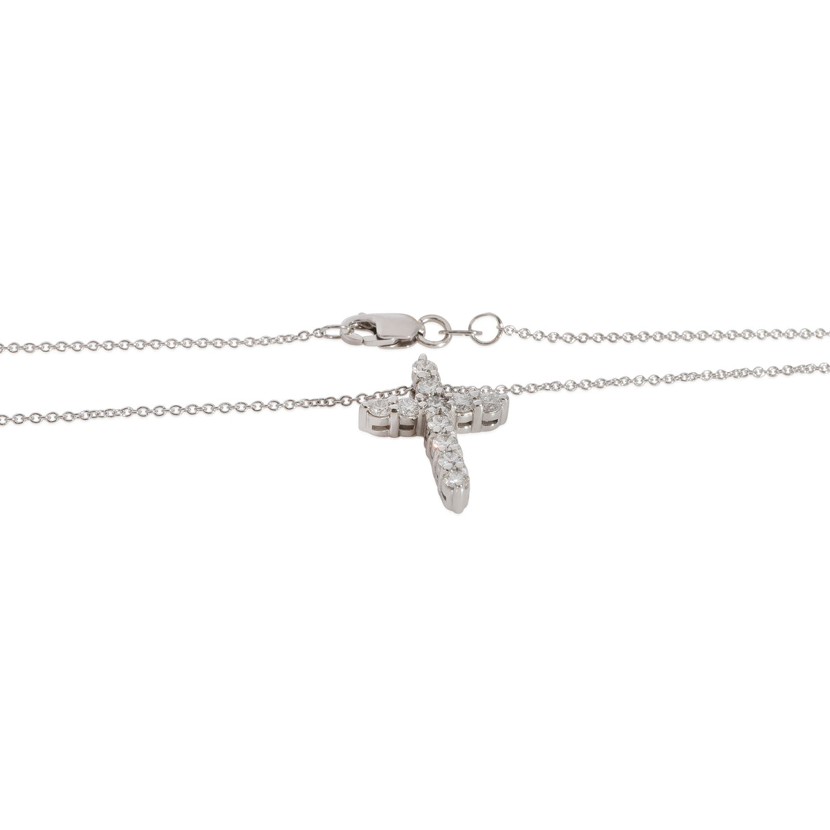 Diamond Cross Necklace in 14K White Gold 0.5 CTW