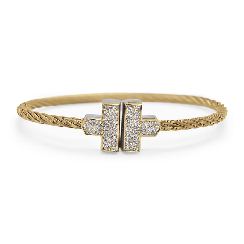 Cable Bracelet With Diamonds 18K Gold & Stainless Steel 0.36 CTW