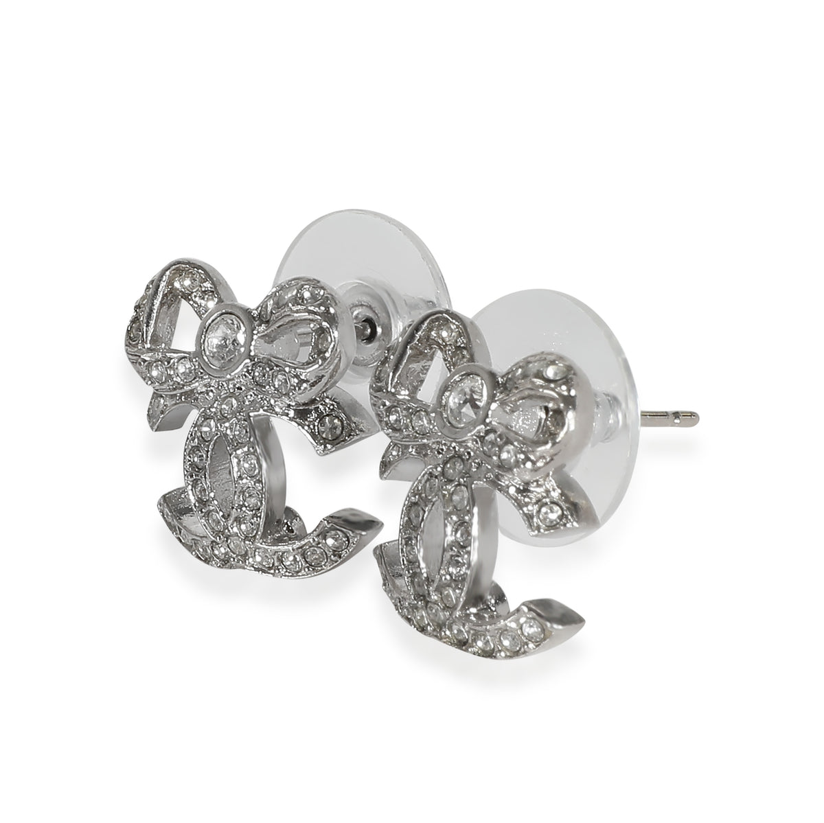 2020 CC Bow Strass Silver Tone Earring