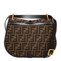 Brown Black FF Zucca Jacquard Cmon Medium Satchel