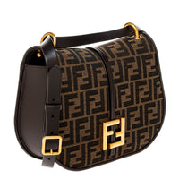 Brown Black FF Zucca Jacquard Cmon Medium Satchel