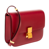 Red Smooth Calfskin Medium Classic Box Bag