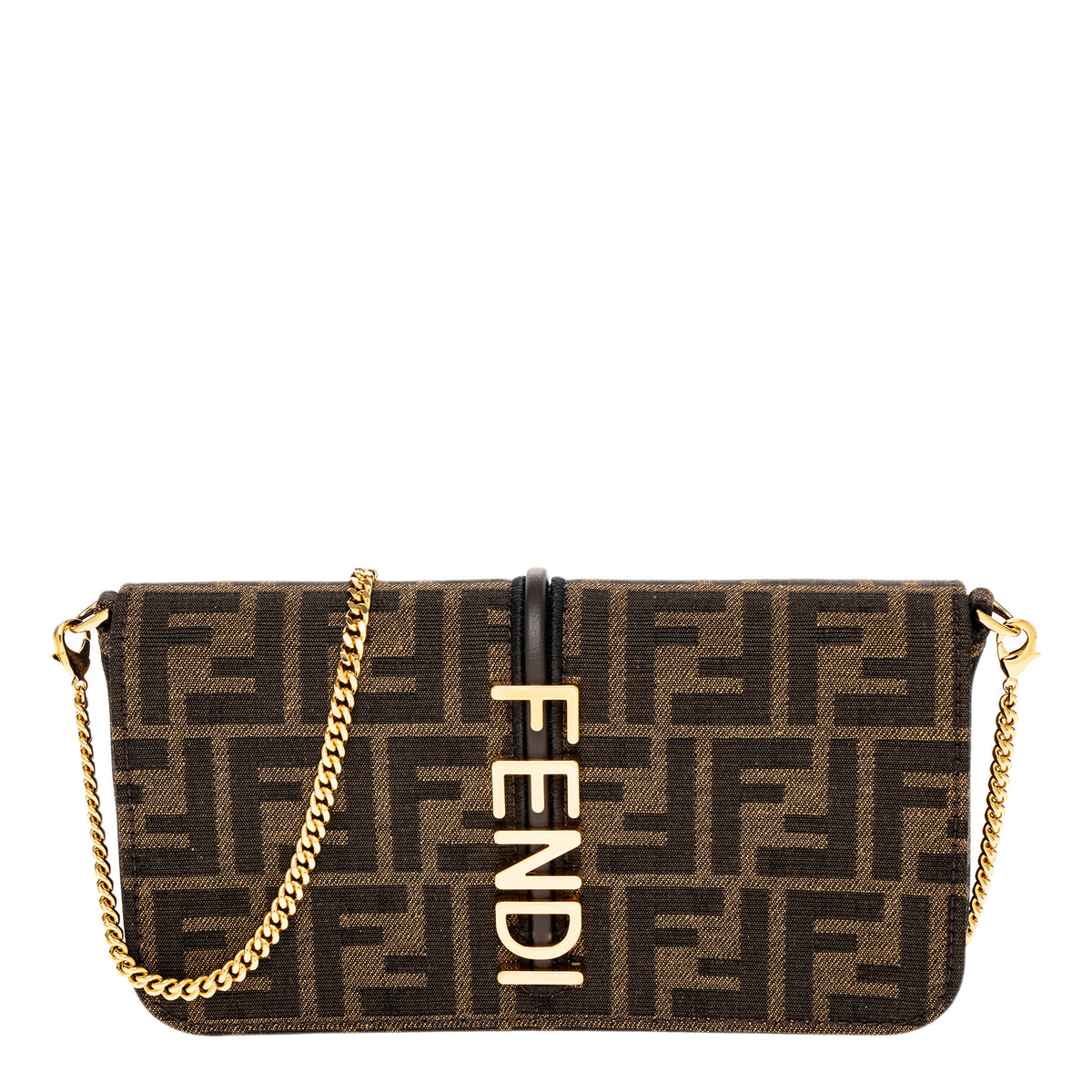 Brown FF Zucca Fendigraphy Wallet On Chain