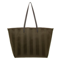 Wood Pequin Stripe Large Roll Reversible Shopper