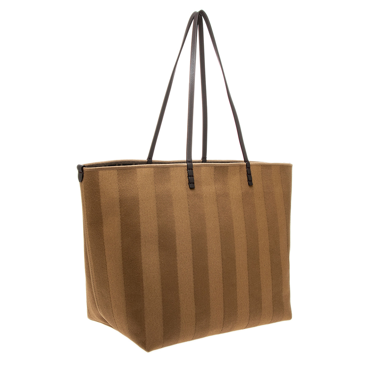 Cappuccino Pequin Stripe Large Roll Reversible Shopper