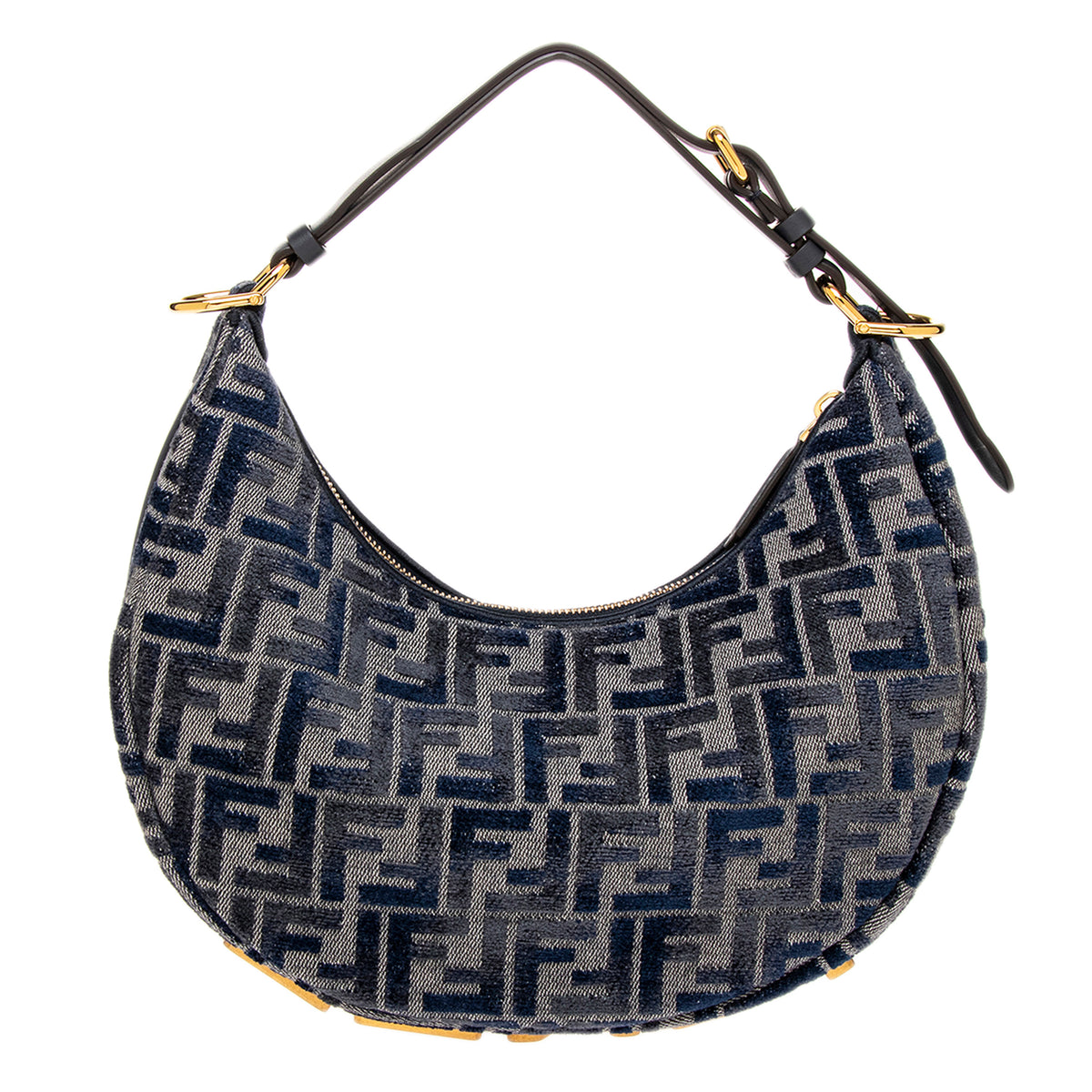 Dark Blue FF Chenille Small Fendigraphy Hobo